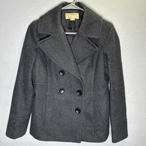 Michael Kors Jacket Women's size small Gray Pea Coat Wool Double Buttons Pockets